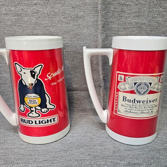 Vintage RARE Budweiser AND Bud Light Beer Thermo-Serv 6.5" Mug Spuds Mackenzie - Picture 2 of 4